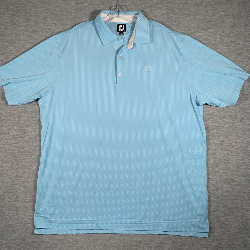 FootJoy Polo‎ Shirt Mens 2XL Blue Polka Dot Golf Stretch Bridges Short Sleeve